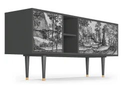 Móvel De Tv* Mueble de TV - 150х69х41 cm - T5 - Village Road, Antracite Cinza antracite