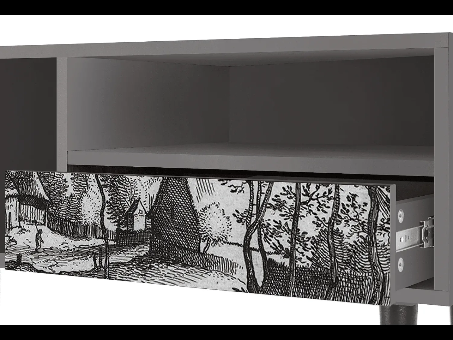 Móvel De Tv* Mueble de TV - 115х59х48 cm - T3 - Village Road, Cinza Cinzento