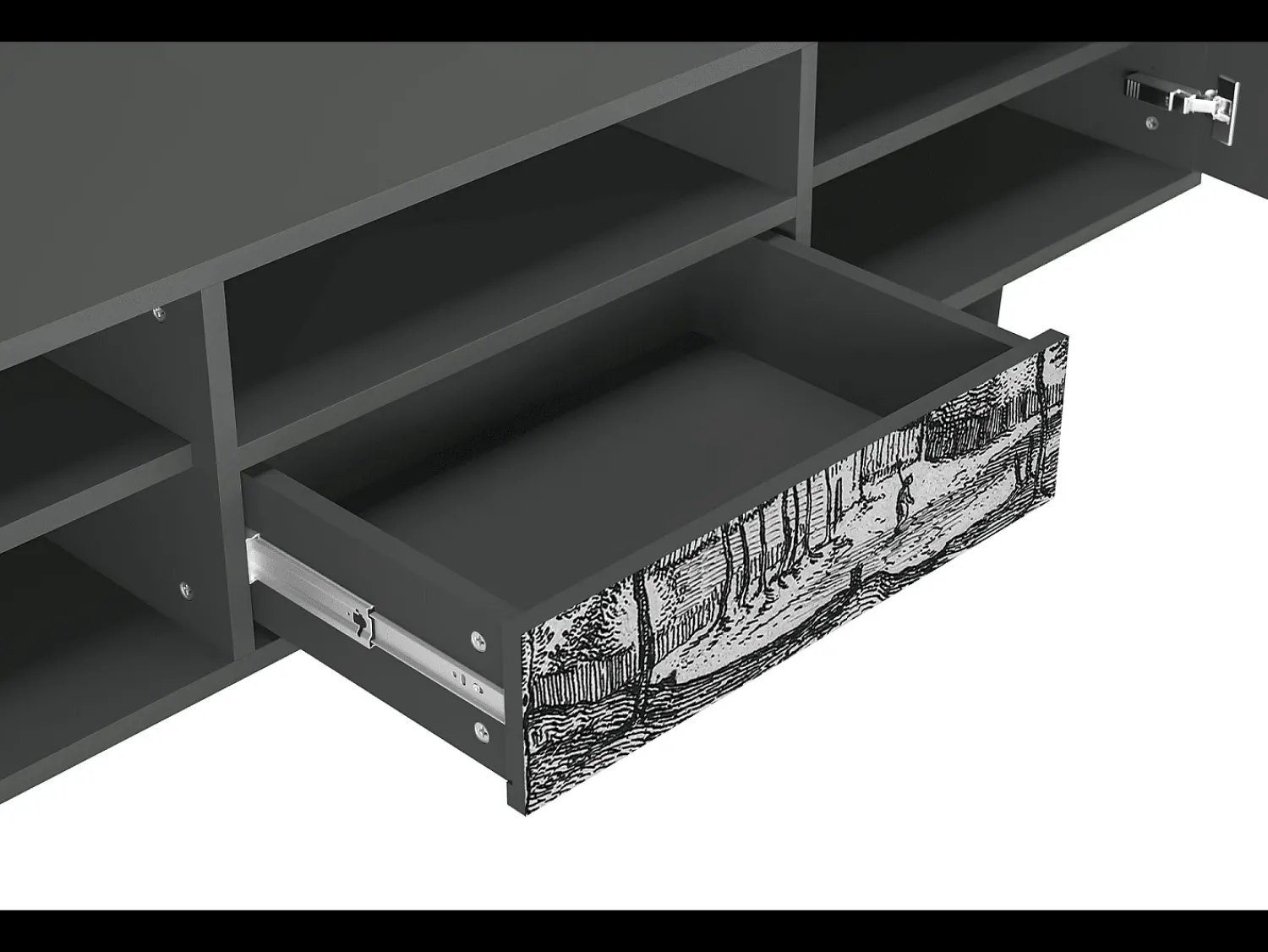 Discount Mueble de TV - 170х59х41 cm - T6 - Village Road, Antracite Cinza antracite