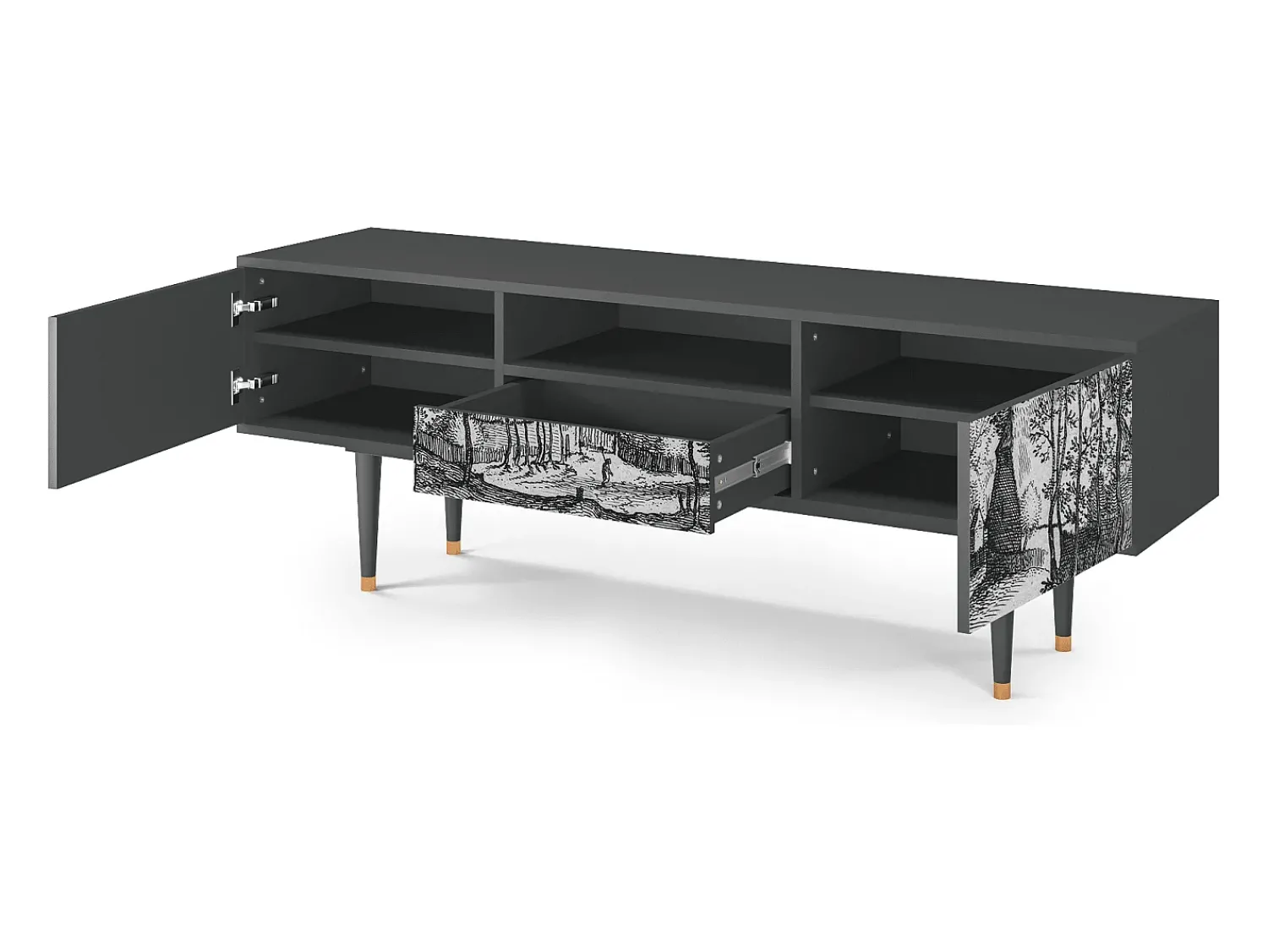 Discount Mueble de TV - 170х59х41 cm - T6 - Village Road, Antracite Cinza antracite