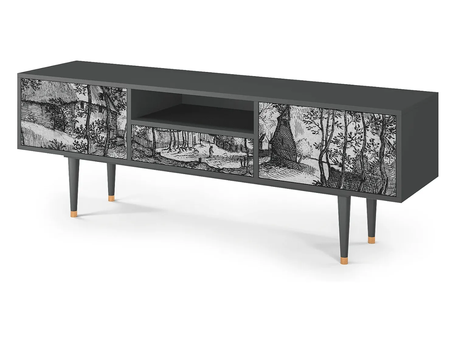 Discount Mueble de TV - 170х59х41 cm - T6 - Village Road, Antracite Cinza antracite