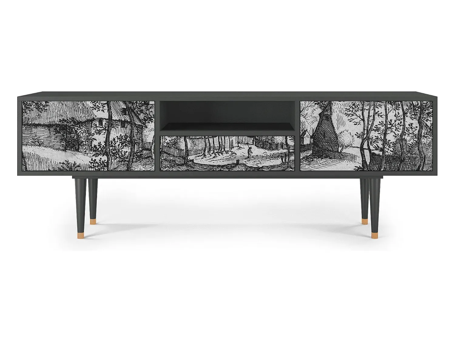 Discount Mueble de TV - 170х59х41 cm - T6 - Village Road, Antracite Cinza antracite
