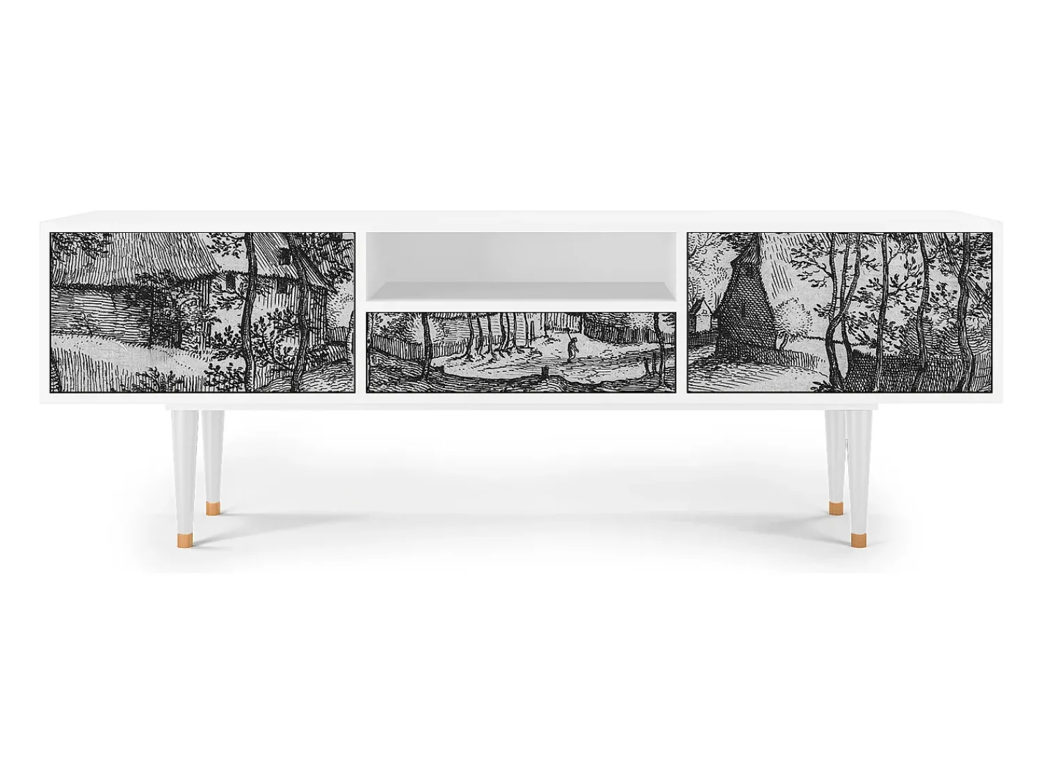 Outlet Mueble de TV - 170х59х41 cm - T6 - Village Road, Branco Bege