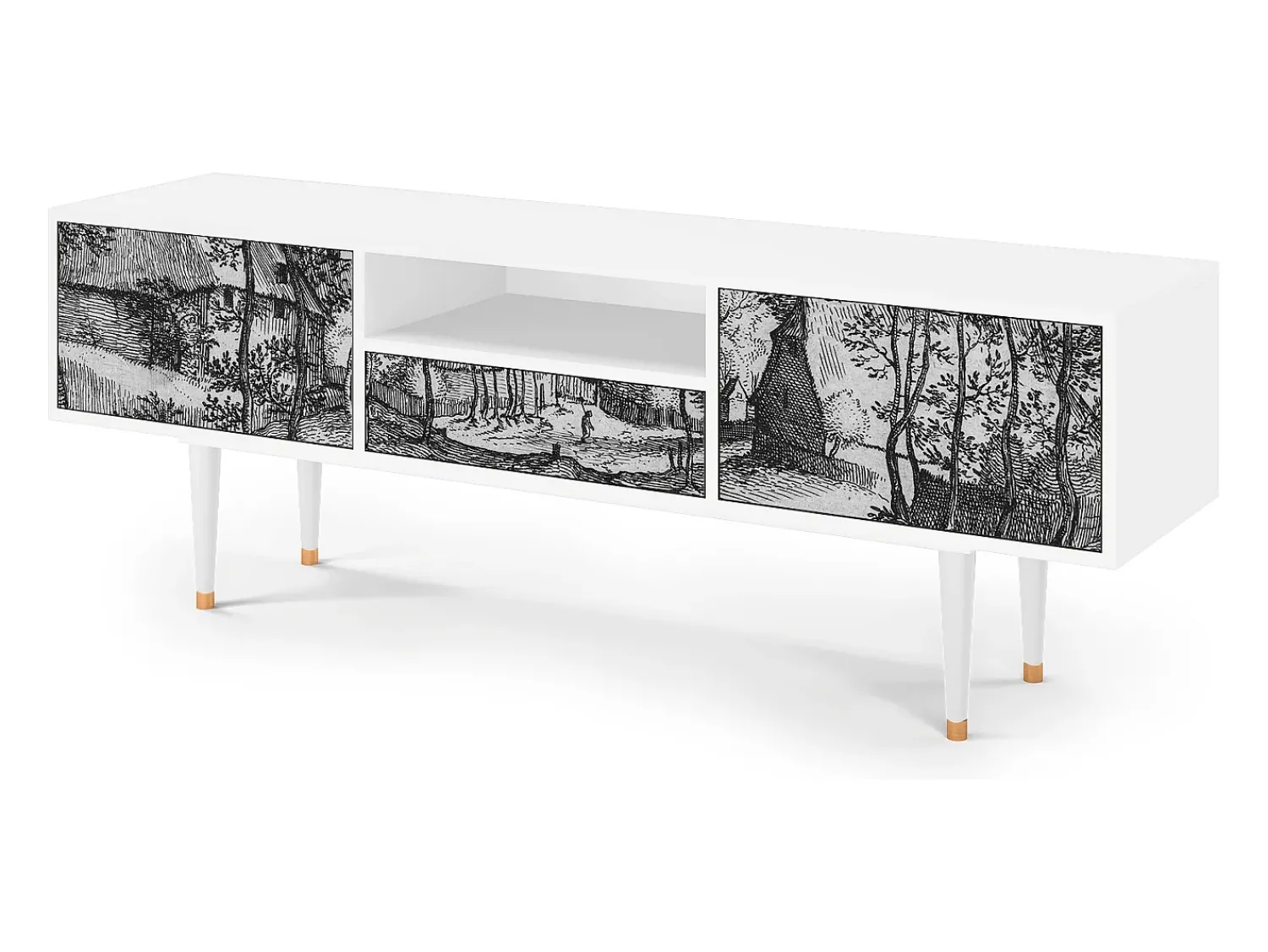 Outlet Mueble de TV - 170х59х41 cm - T6 - Village Road, Branco Bege