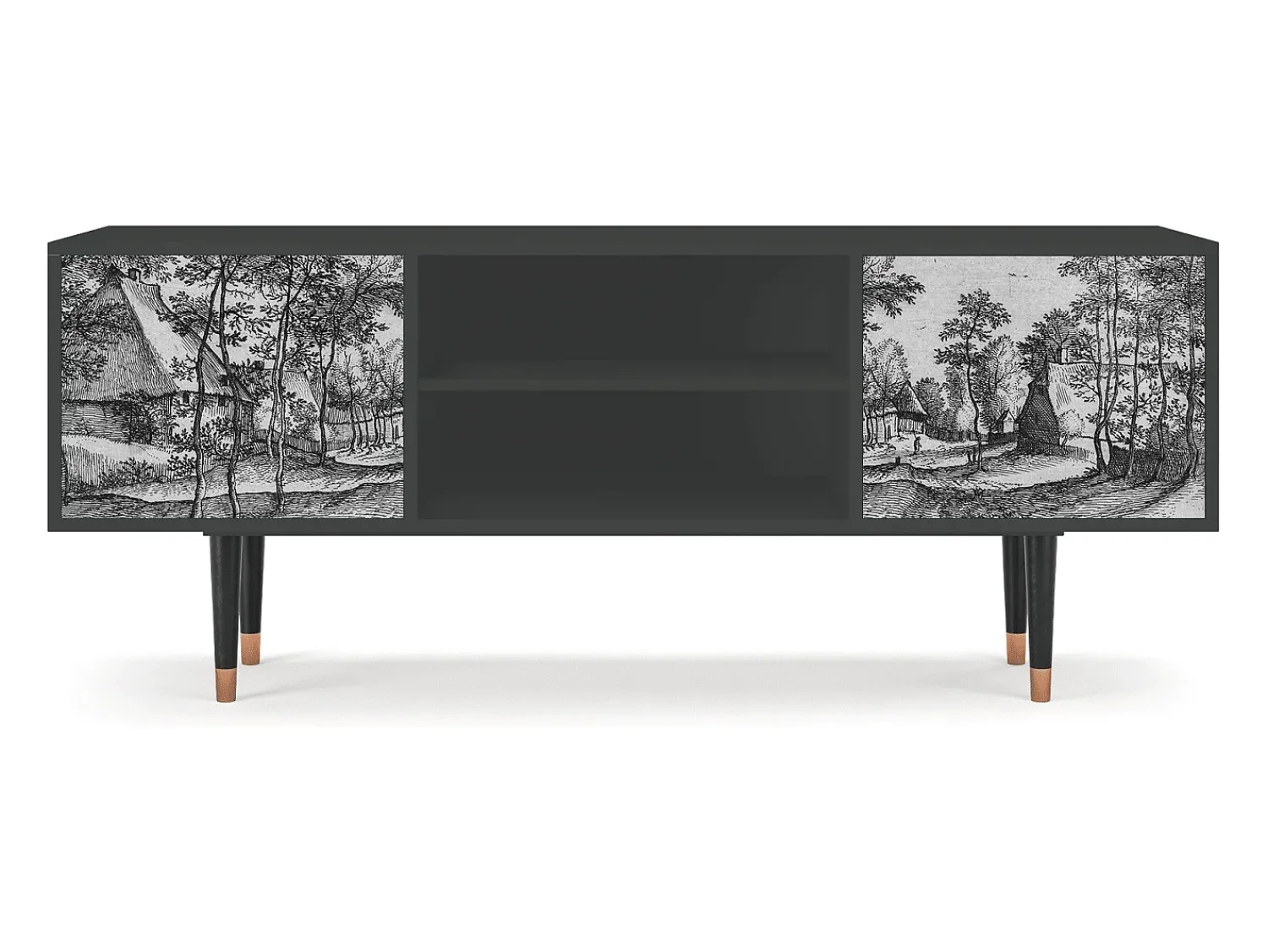 Outlet Mueble de TV - 170х69х48 cm - T2 - Village Road, Antracite Cinza antracite