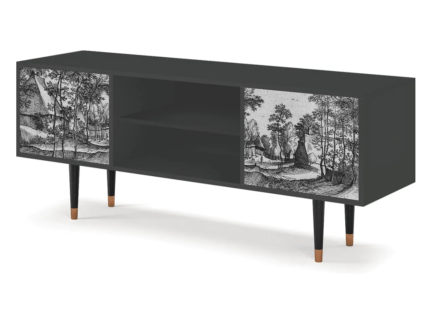 Outlet Mueble de TV - 170х69х48 cm - T2 - Village Road, Antracite Cinza antracite