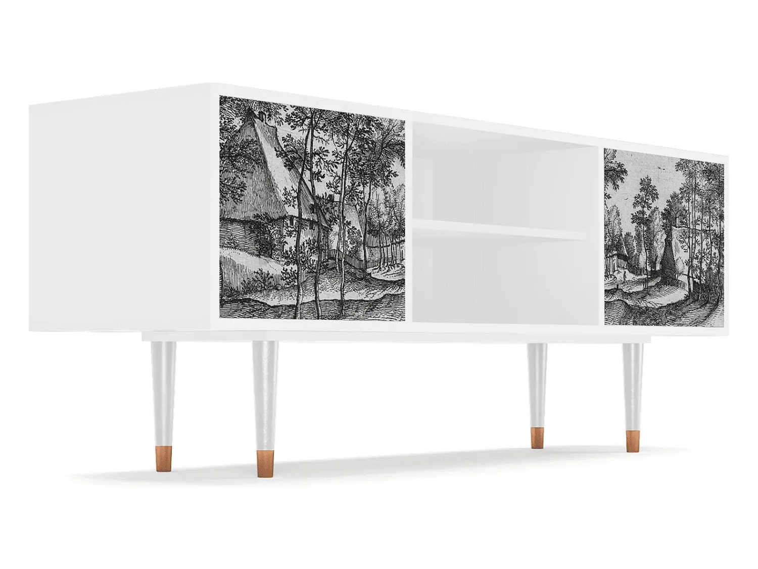 Best Mueble de TV - 170х69х48 cm - T2 - Village Road, Branco Bege