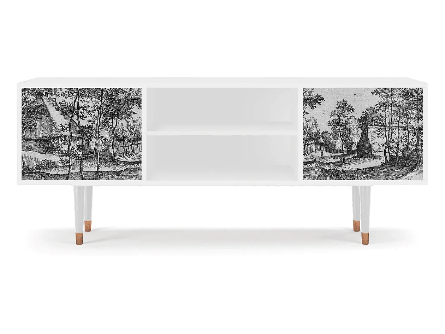 Best Mueble de TV - 170х69х48 cm - T2 - Village Road, Branco Bege