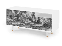 Móvel De Tv* Mueble de TV - 125х56х41 cm - T7 - Village Road, Branco Bege