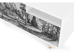 Móvel De Tv* Mueble de TV - 125х56х41 cm - T7 - Village Road, Branco Bege