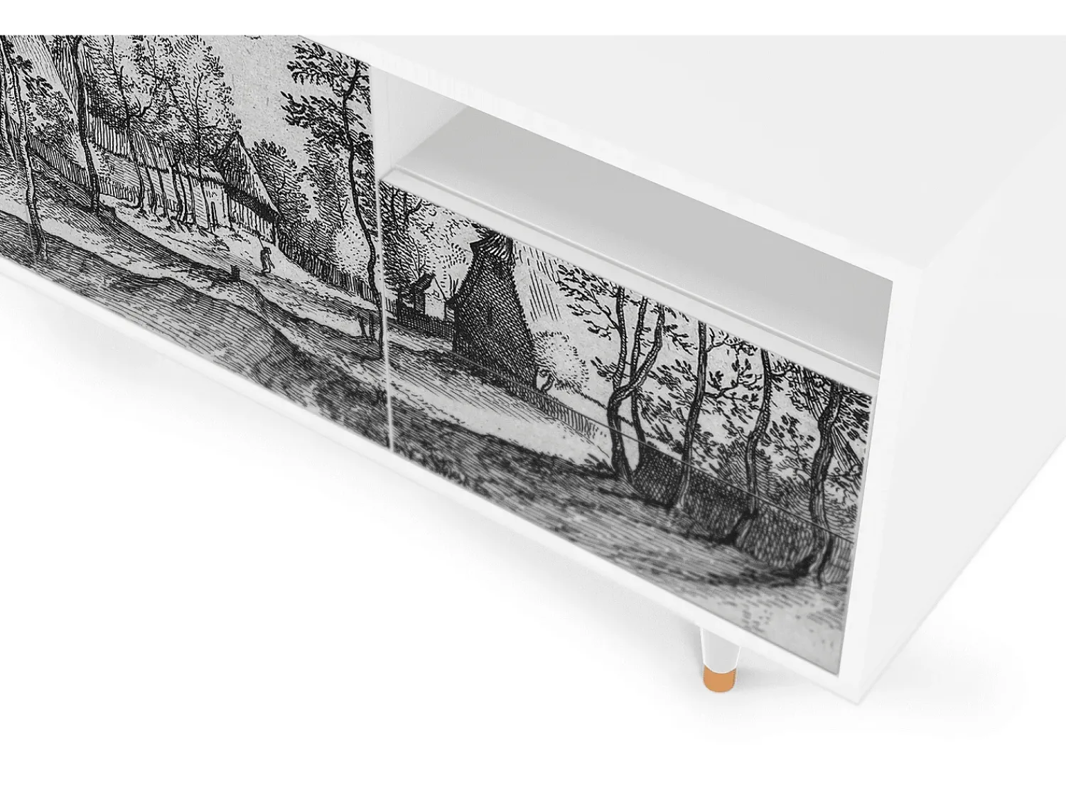 Móvel De Tv* Mueble de TV - 125х56х41 cm - T7 - Village Road, Branco Bege