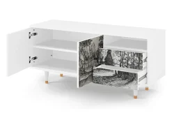 Móvel De Tv* Mueble de TV - 125х56х41 cm - T7 - Village Road, Branco Bege