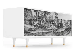 Móvel De Tv* Mueble de TV - 125х56х41 cm - T7 - Village Road, Branco Bege