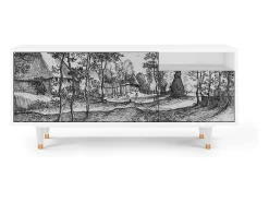 Móvel De Tv* Mueble de TV - 125х56х41 cm - T7 - Village Road, Branco Bege