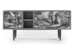 Móvel De Tv| Mueble de TV - 150х69х41 cm - T5 - Village Road, Cinza Cinzento