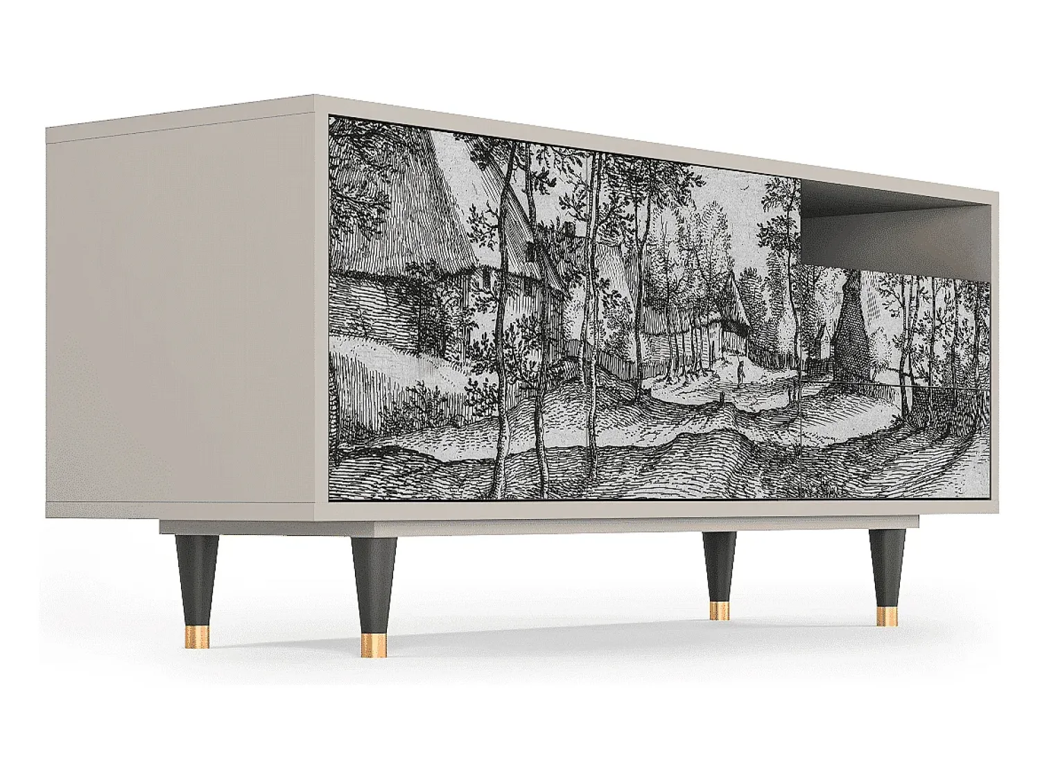 Móvel De Tv| Mueble de TV - 125х56х41 cm - T7 - Village Road, Areia Bege
