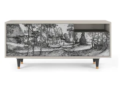 Móvel De Tv| Mueble de TV - 125х56х41 cm - T7 - Village Road, Areia Bege