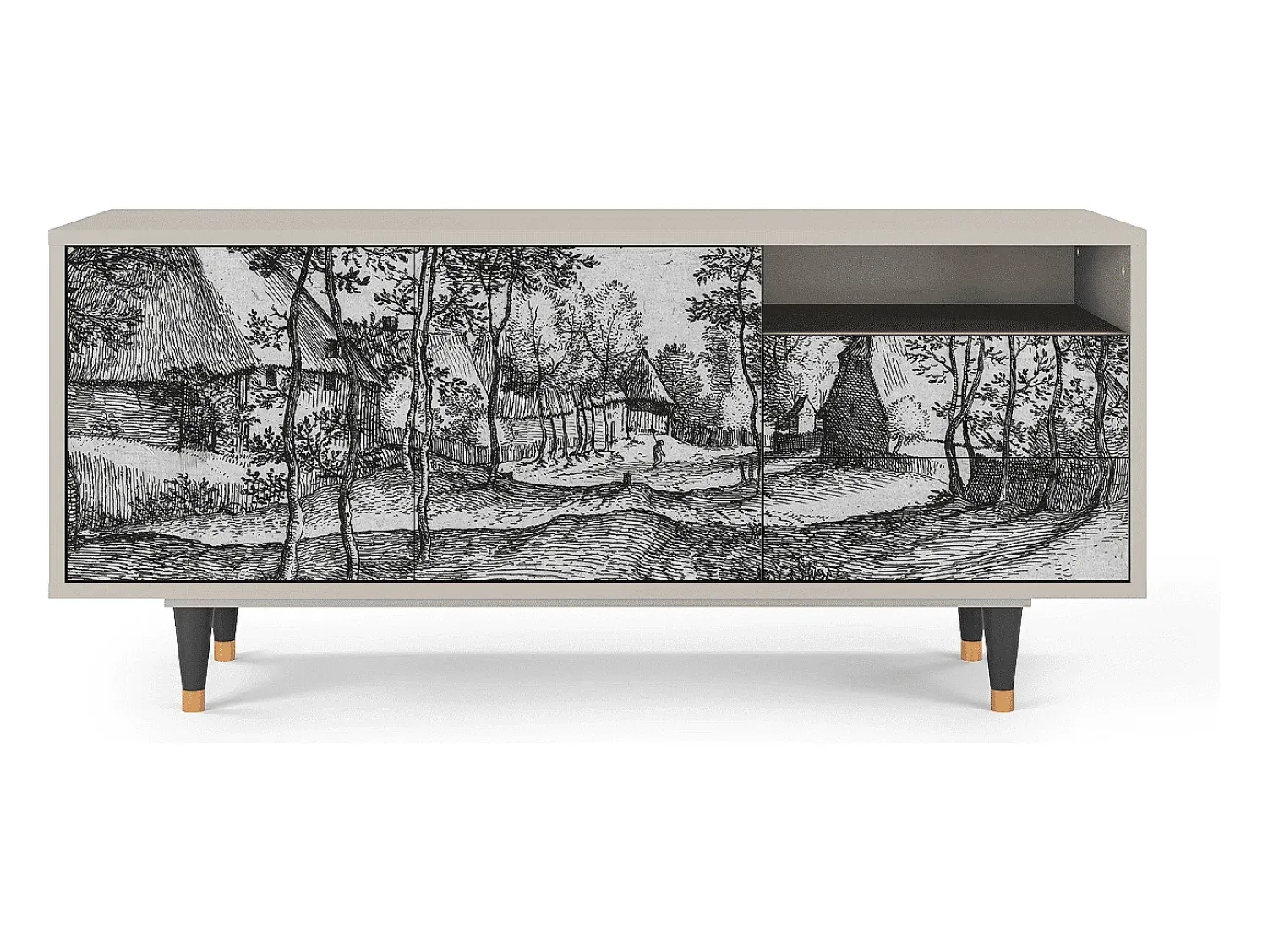 Móvel De Tv| Mueble de TV - 125х56х41 cm - T7 - Village Road, Areia Bege