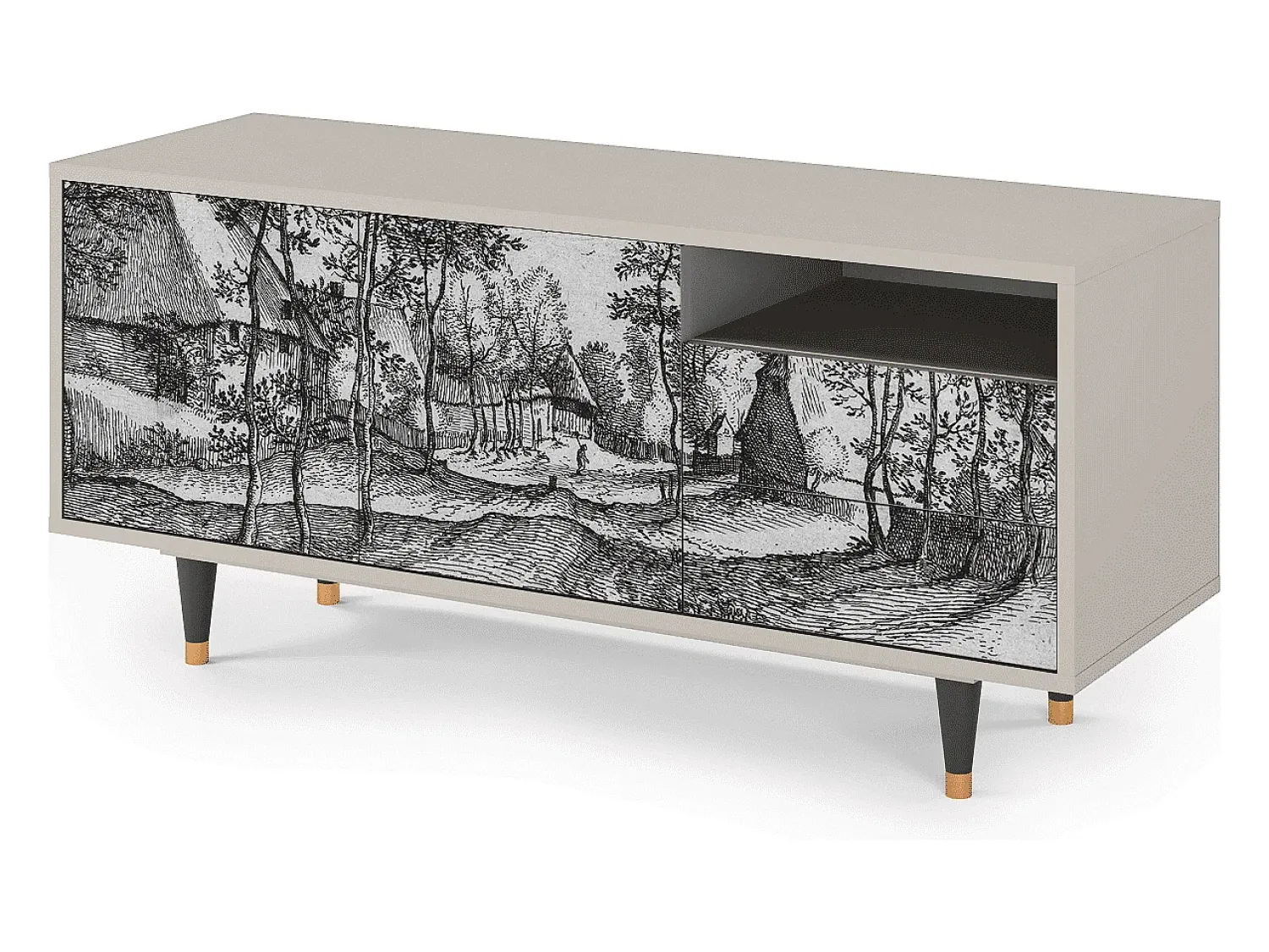 Móvel De Tv| Mueble de TV - 125х56х41 cm - T7 - Village Road, Areia Bege