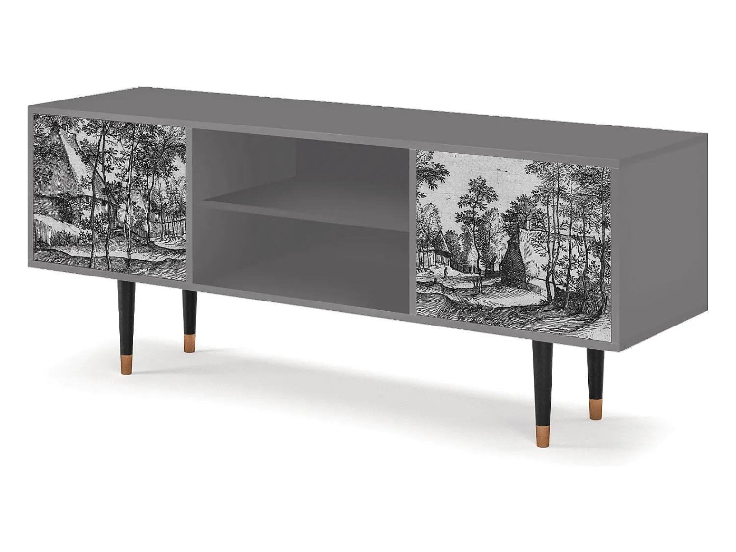 Móvel De Tv* Mueble de TV - 170х69х48 cm - T2 - Village Road, Cinza Cinzento