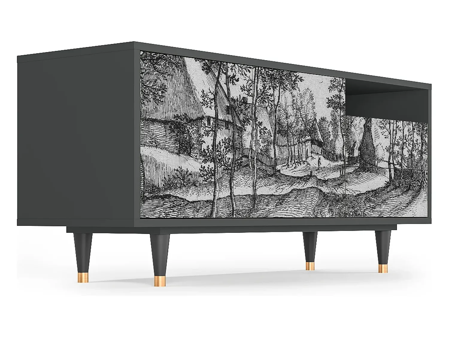 Online Mueble de TV - 125х56х41 cm - T7 - Village Road, Antracite Cinza antracite