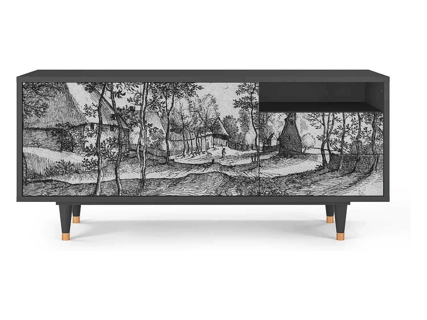 Online Mueble de TV - 125х56х41 cm - T7 - Village Road, Antracite Cinza antracite