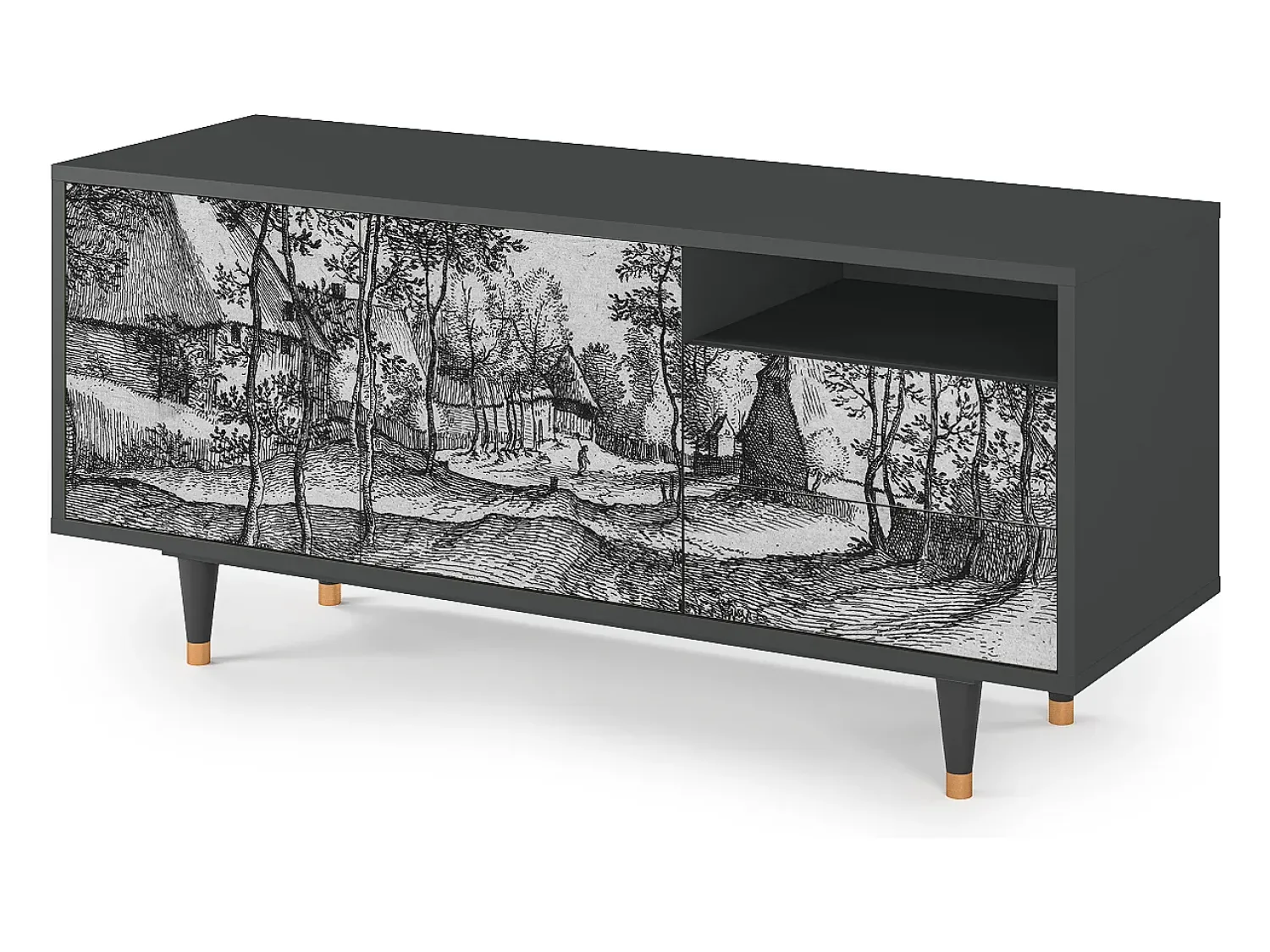 Online Mueble de TV - 125х56х41 cm - T7 - Village Road, Antracite Cinza antracite