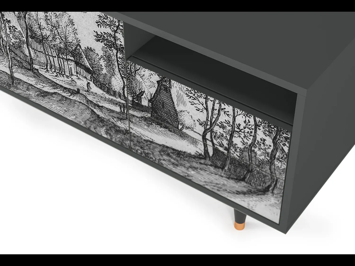 Online Mueble de TV - 125х56х41 cm - T7 - Village Road, Antracite Cinza antracite
