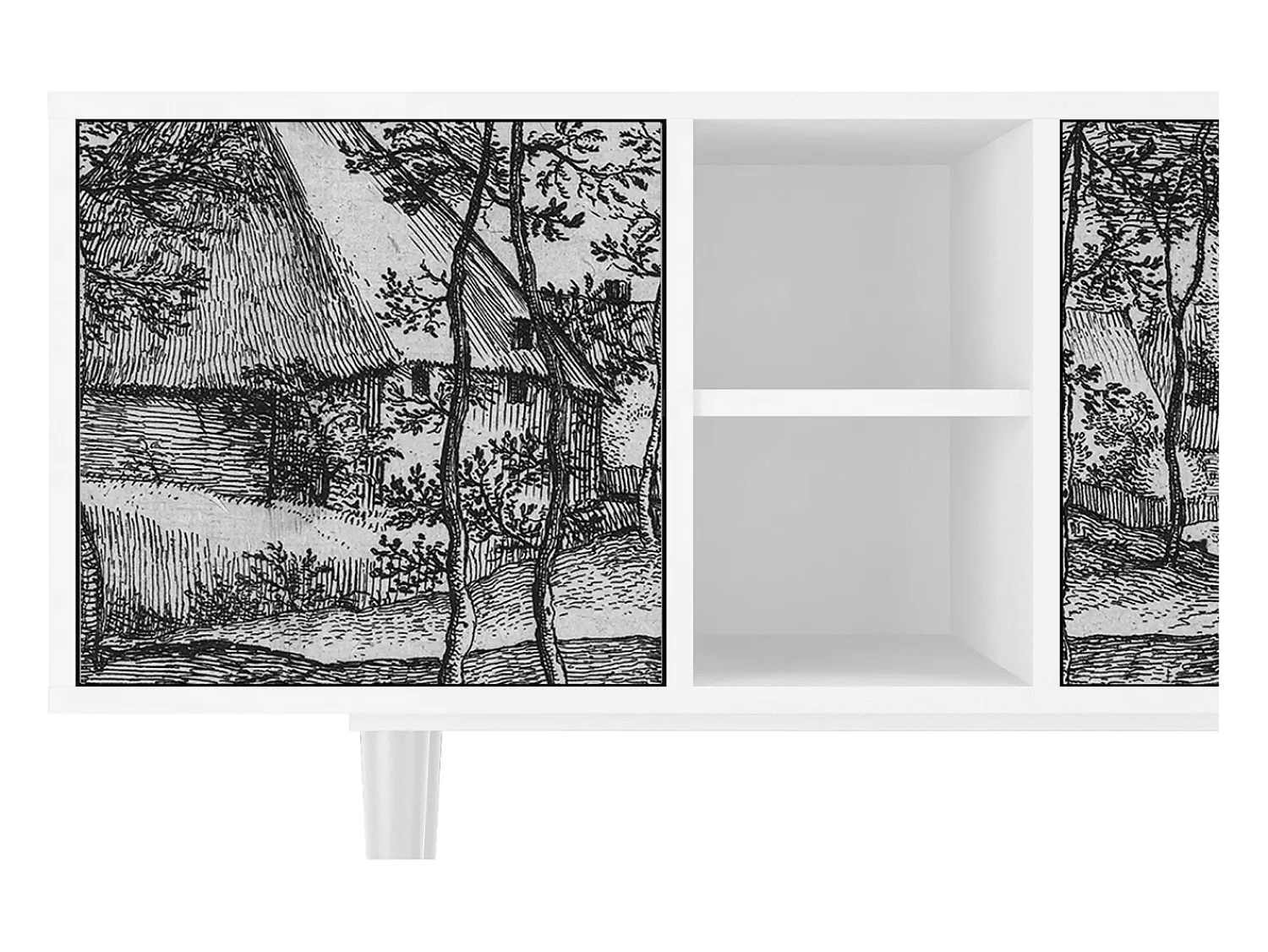 Clearance Mueble de TV - 150х69х41 cm - T5 - Village Road, Branco Bege