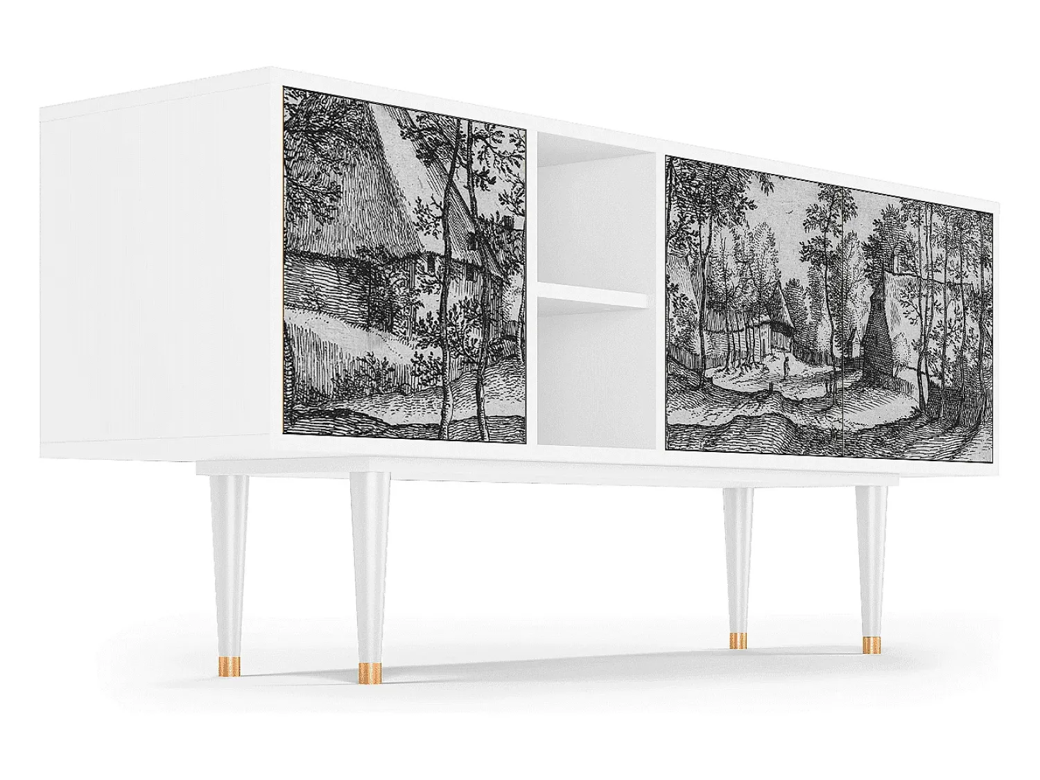 Clearance Mueble de TV - 150х69х41 cm - T5 - Village Road, Branco Bege