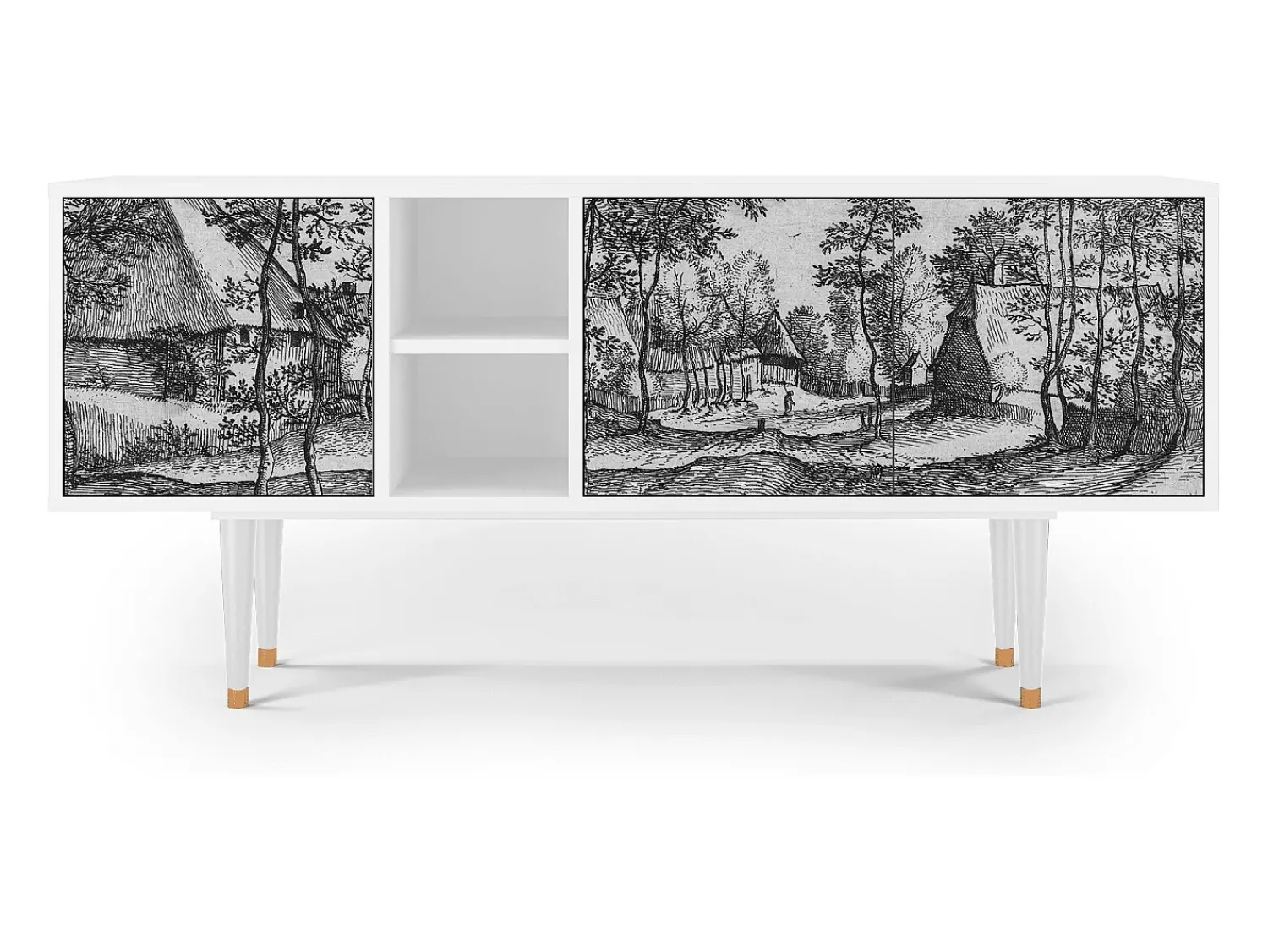 Clearance Mueble de TV - 150х69х41 cm - T5 - Village Road, Branco Bege