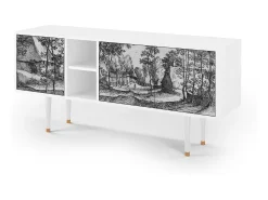 Clearance Mueble de TV - 150х69х41 cm - T5 - Village Road, Branco Bege
