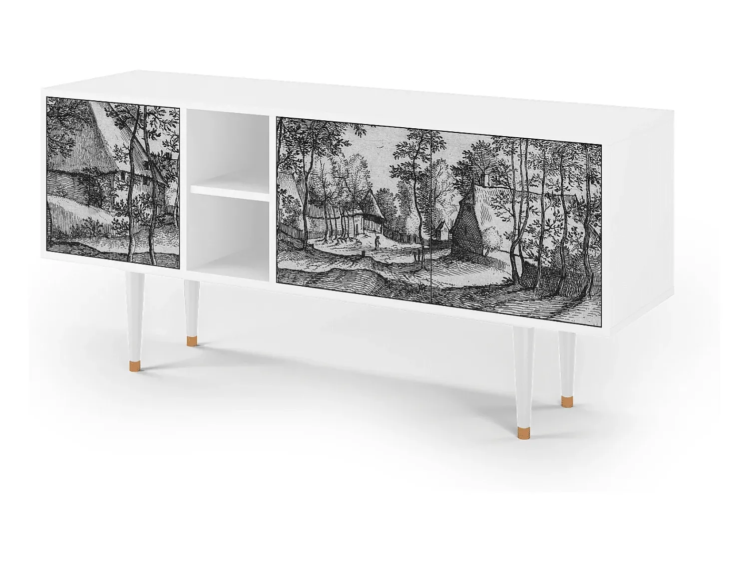 Clearance Mueble de TV - 150х69х41 cm - T5 - Village Road, Branco Bege
