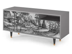 New Mueble de TV - 125х56х41 cm - T7 - Village Road, Cinza Cinzento