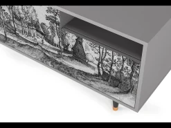 New Mueble de TV - 125х56х41 cm - T7 - Village Road, Cinza Cinzento