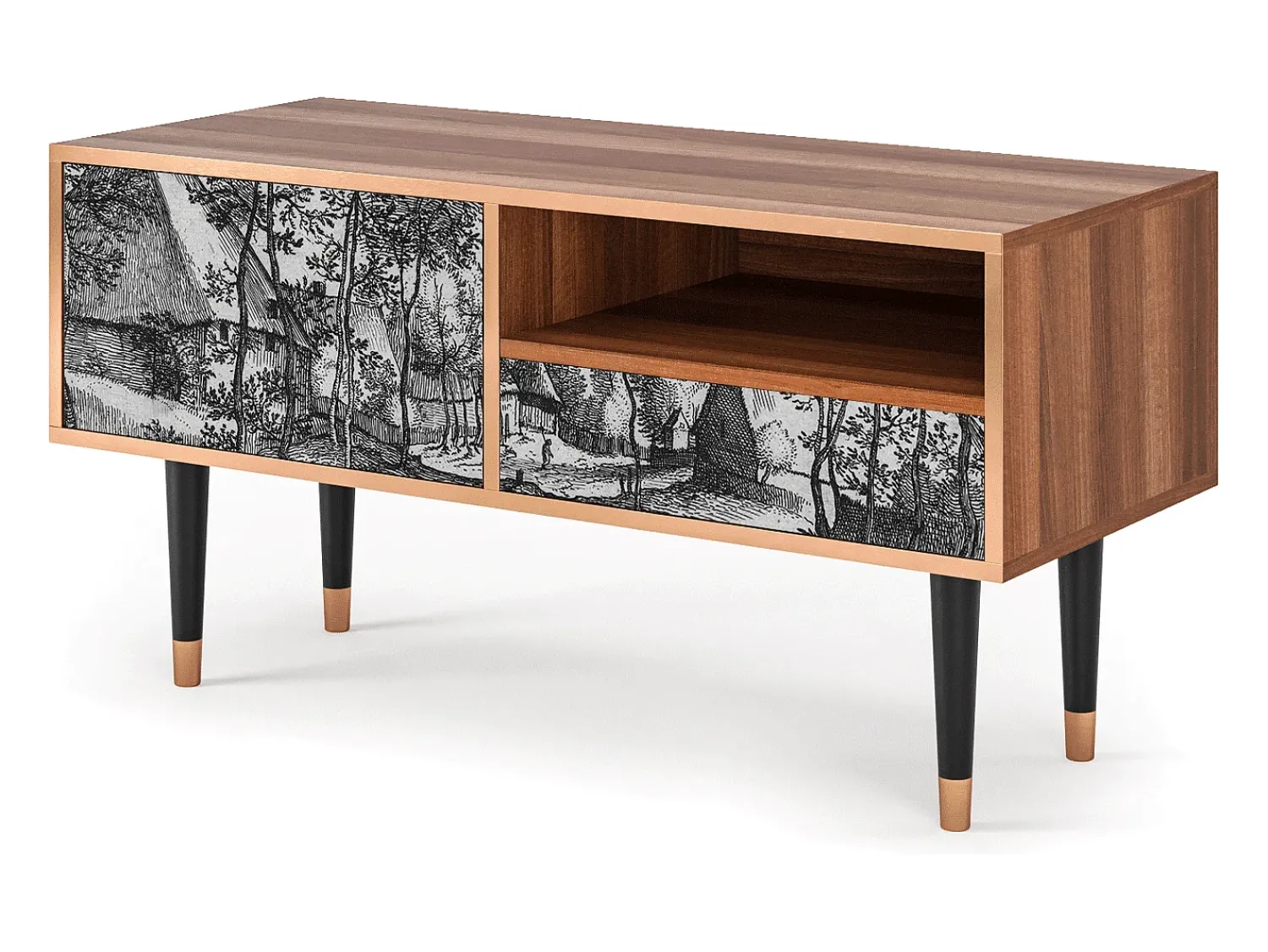 Mueble de TV - 115х59х48 cm - T3 - Village Road, Nogueira^ Móvel De Tv
