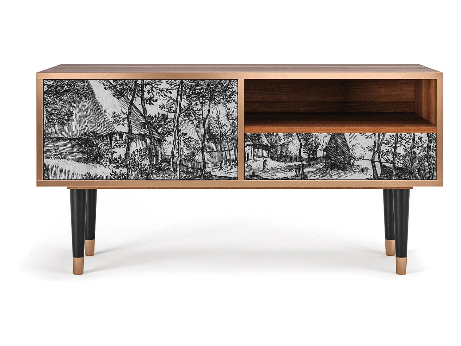 Mueble de TV - 115х59х48 cm - T3 - Village Road, Nogueira^ Móvel De Tv
