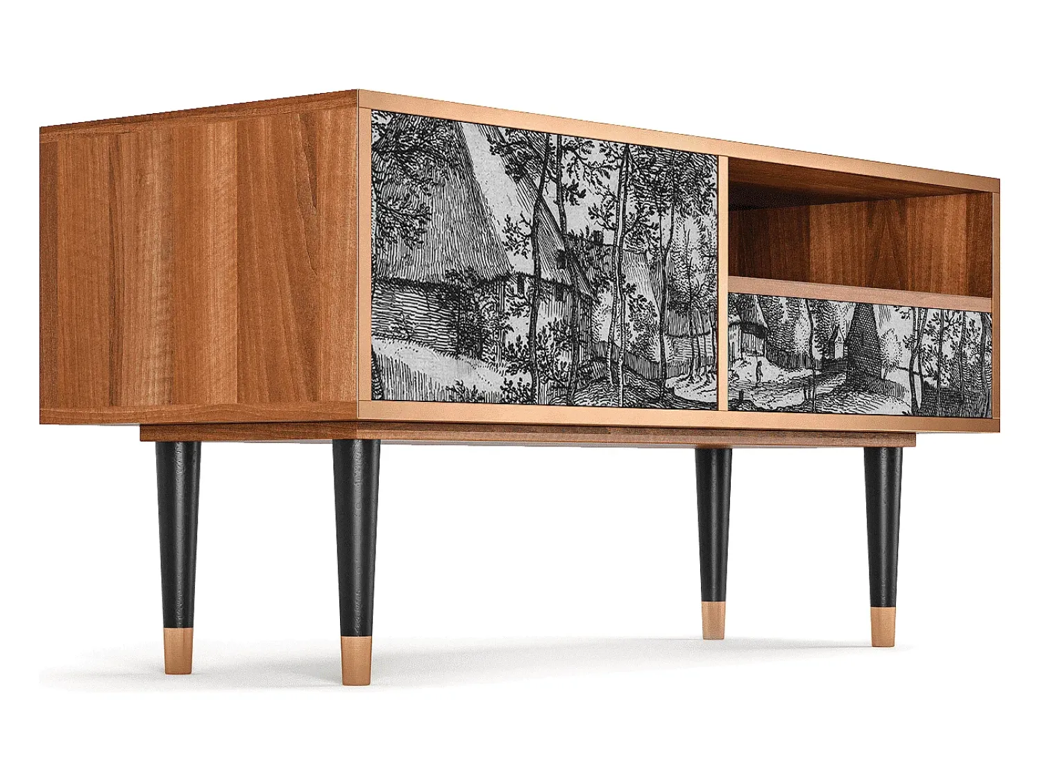 Mueble de TV - 115х59х48 cm - T3 - Village Road, Nogueira^ Móvel De Tv