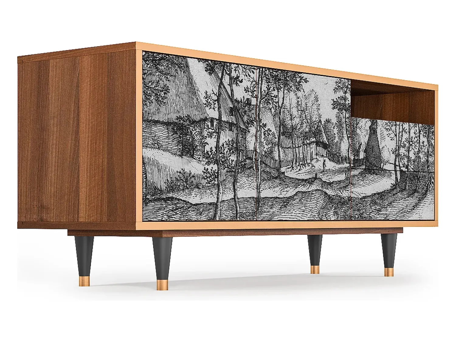 Móvel De Tv* Mueble de TV - 125х56х41 cm - T7 - Village Road, Nogueira Castanho