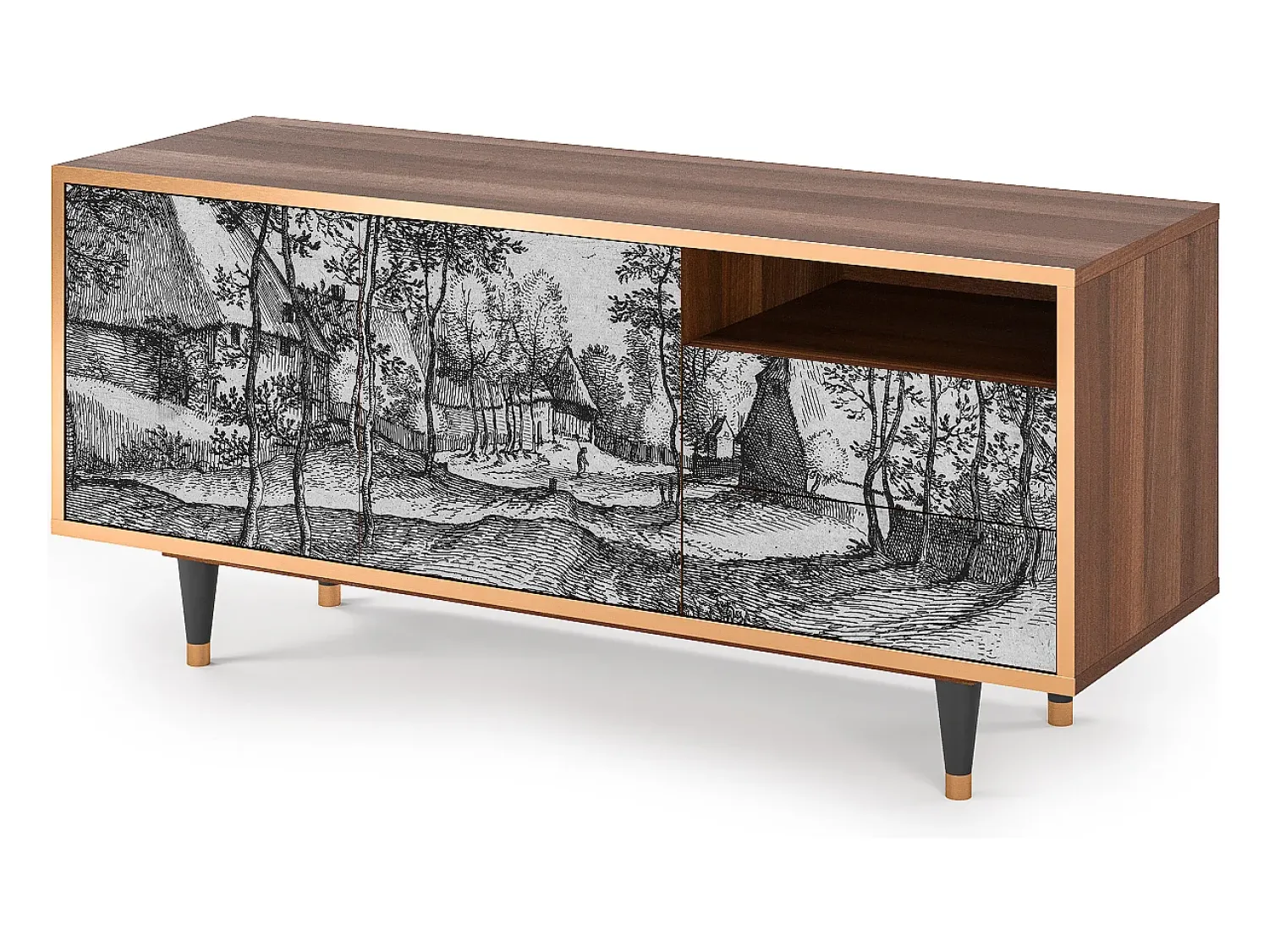 Móvel De Tv* Mueble de TV - 125х56х41 cm - T7 - Village Road, Nogueira Castanho