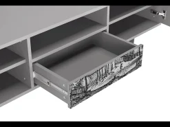 Móvel De Tv* Mueble de TV - 170х59х41 cm - T6 - Village Road, Cinza Cinzento