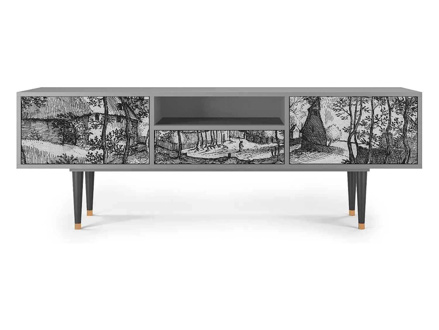Móvel De Tv* Mueble de TV - 170х59х41 cm - T6 - Village Road, Cinza Cinzento