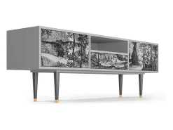 Móvel De Tv* Mueble de TV - 170х59х41 cm - T6 - Village Road, Cinza Cinzento