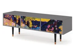 Móvel De Tv* Mueble de TV - 170х59х48 cm - T4 - Winter Landscape, Cinza Cinzento