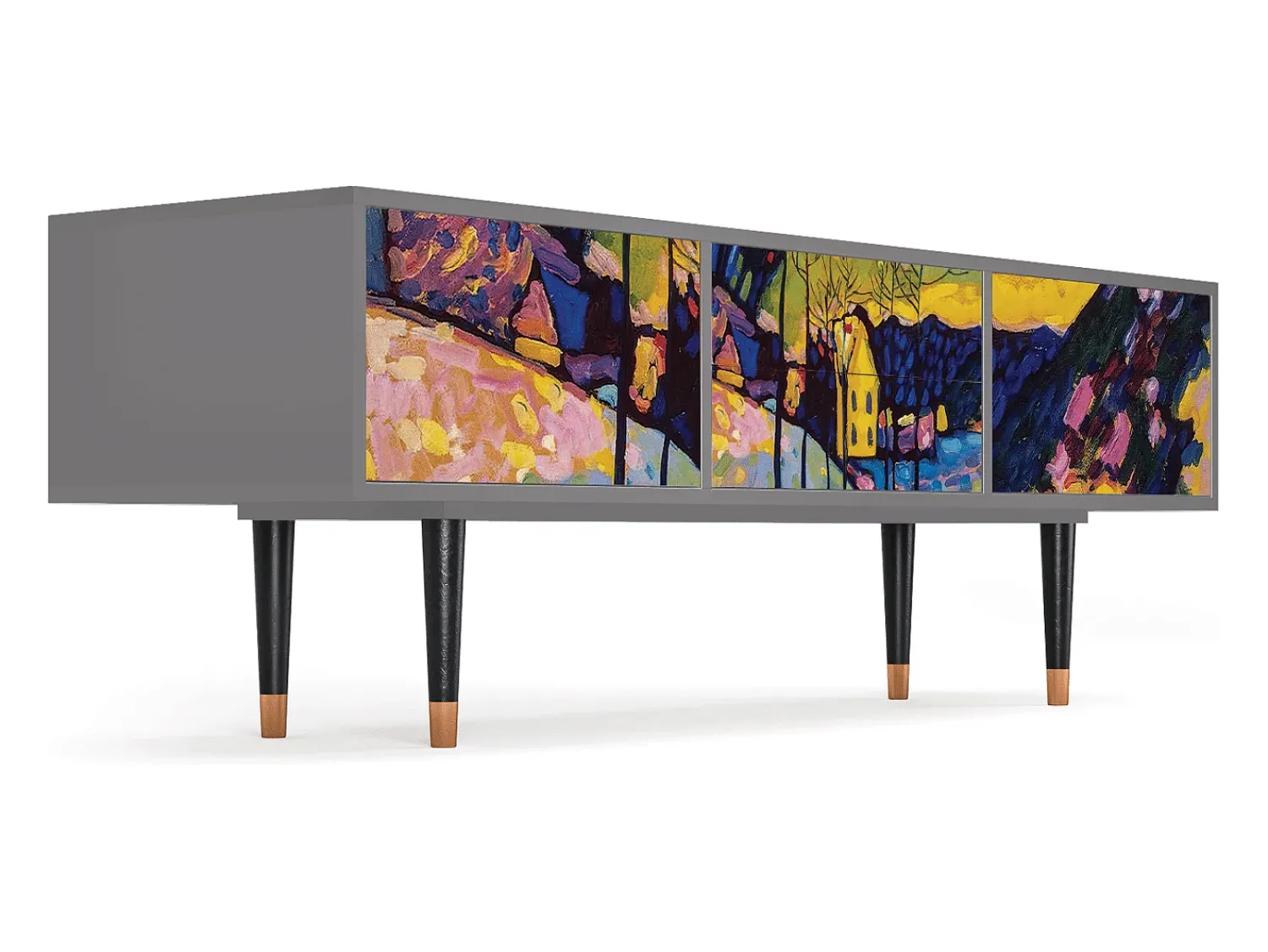 Móvel De Tv* Mueble de TV - 170х59х48 cm - T4 - Winter Landscape, Cinza Cinzento