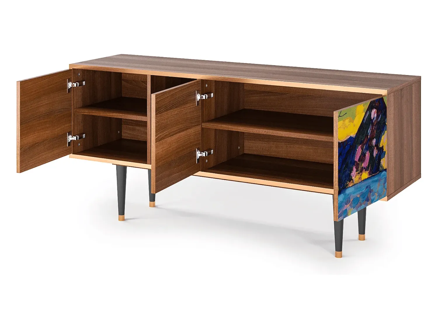 Clearance Mueble de TV - 150х69х41 cm - T5 - Winter Landscape, Nogueira Castanho