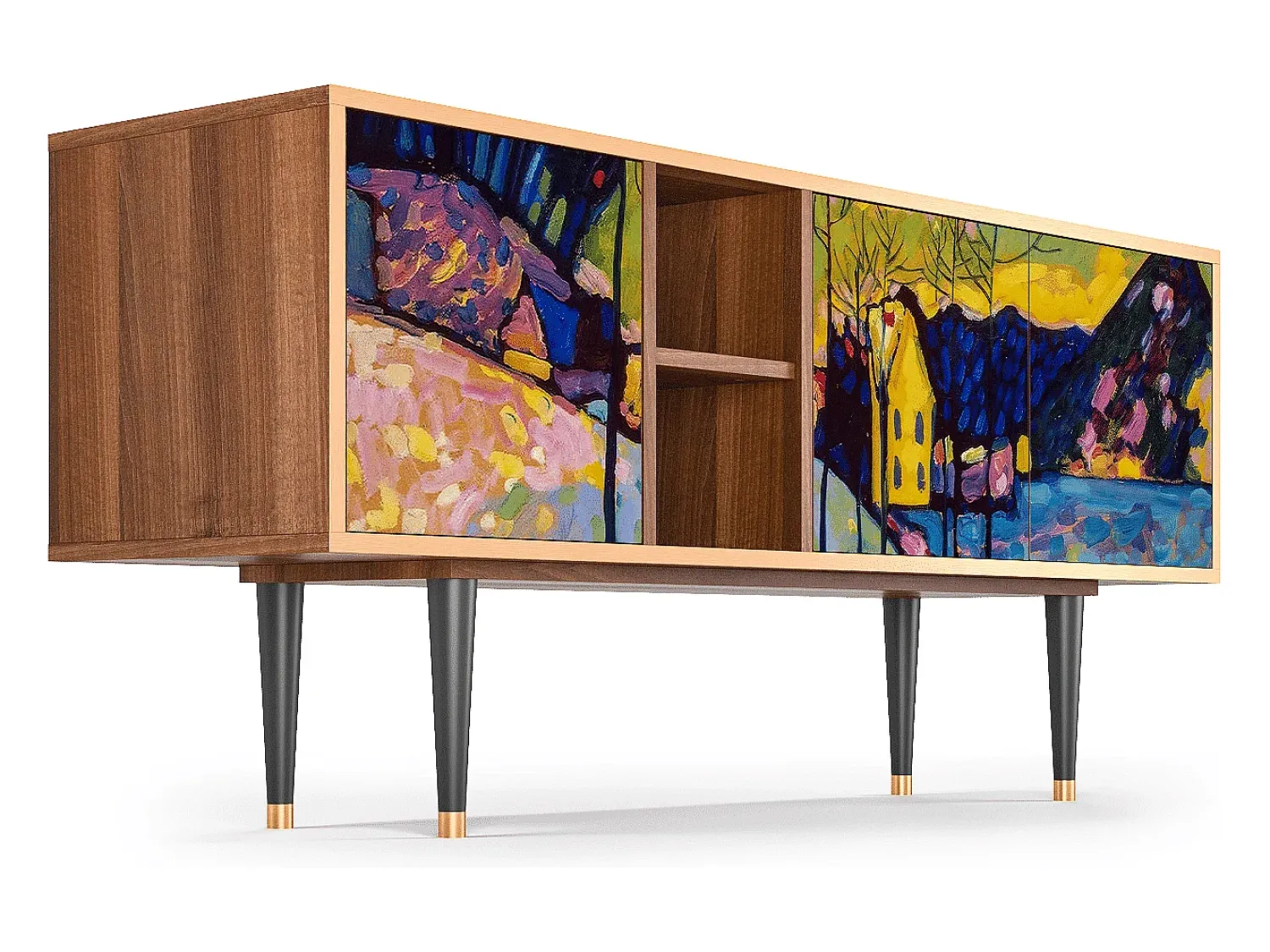 Clearance Mueble de TV - 150х69х41 cm - T5 - Winter Landscape, Nogueira Castanho
