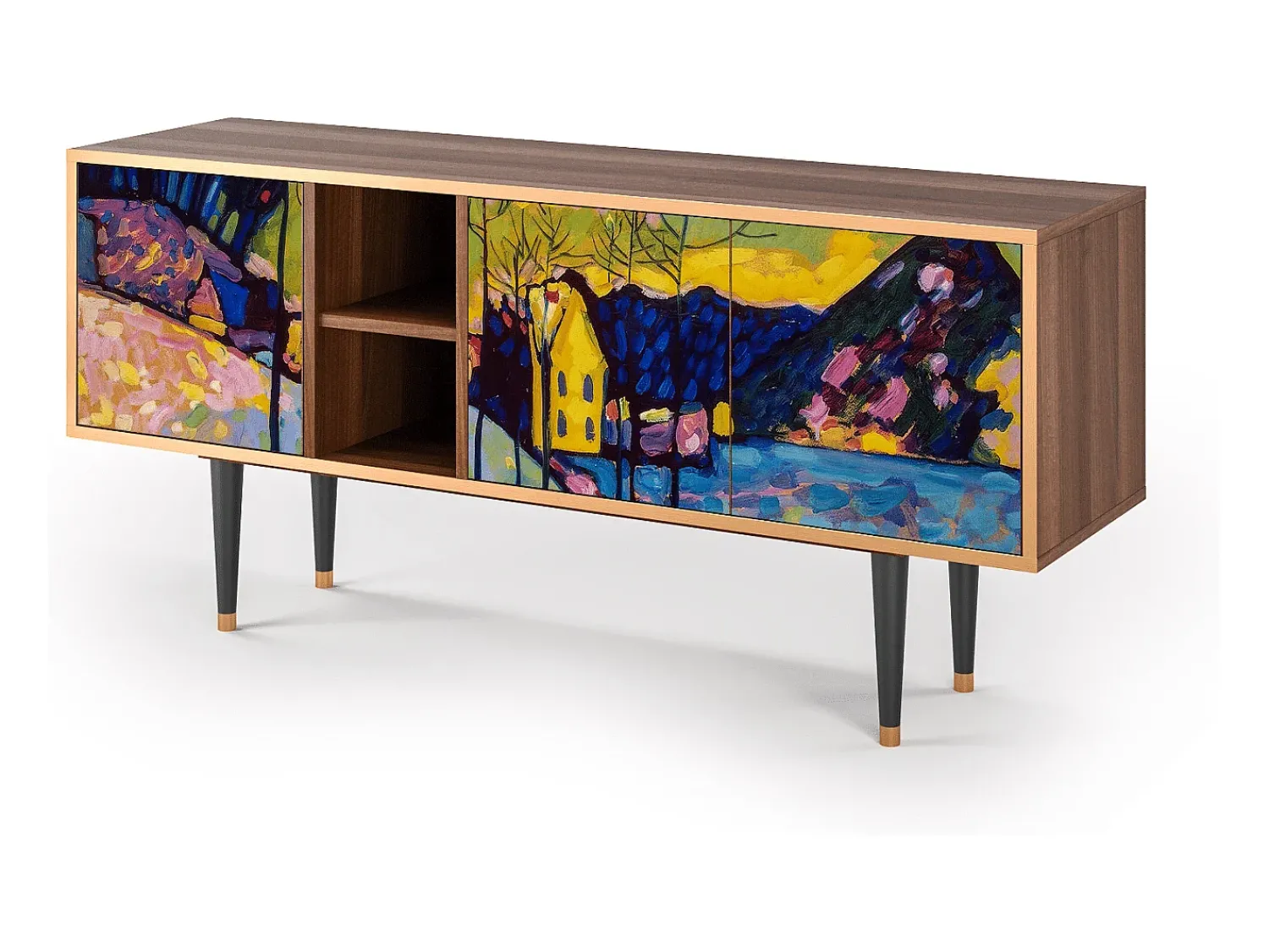 Clearance Mueble de TV - 150х69х41 cm - T5 - Winter Landscape, Nogueira Castanho