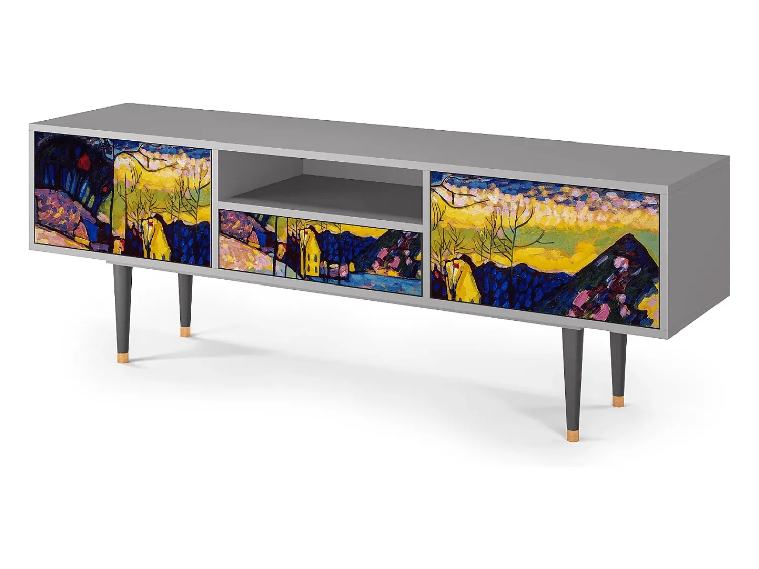 Móvel De Tv| Mueble de TV - 170х59х41 cm - T6 - Winter Landscape, Cinza Cinzento