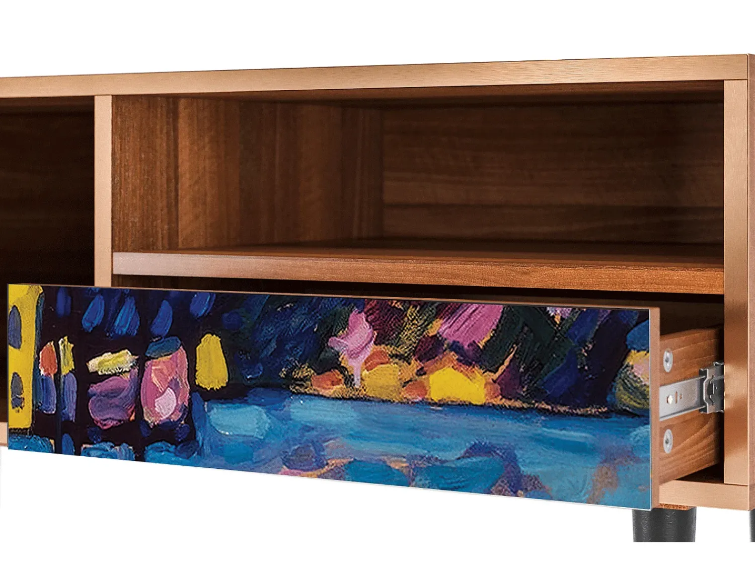 Móvel De Tv* Mueble de TV - 115х59х48 cm - T3 - Winter Landscape, Nogueira Castanho